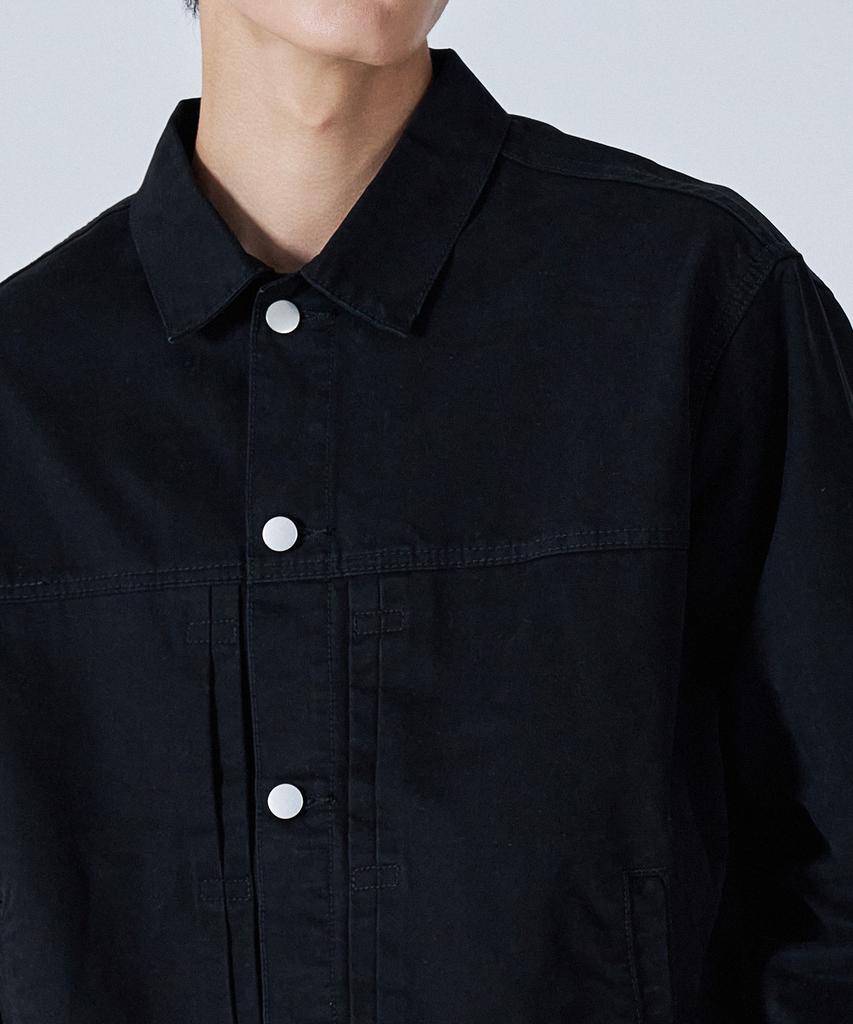 PROJECT3 Compact Twill Trucker Jacket [Black]_Tj0802