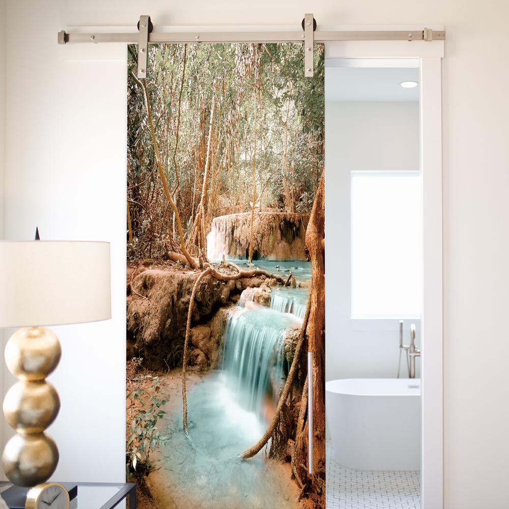 3D Forest Scenery Door Sticker - Removable Vinyl Mural, Nature Pathway Adhesive Door Wallpaper for Home Decor