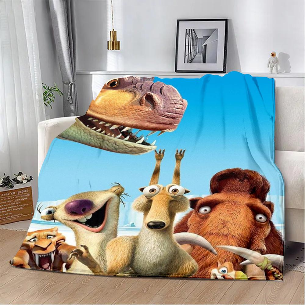 Printed Blanket Picnic Blankets Cartoon Ice Age Warm Blanket Soft and Comfortable Blanket Home Travel Birthday Gift