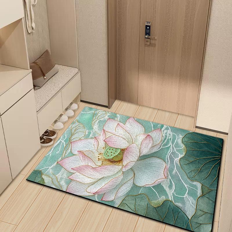 Door Lotus Silk Mat Household Door Door Dirt Mat Outdoor Dirt Resistant Dust Removal Can Be Tailored Carpet