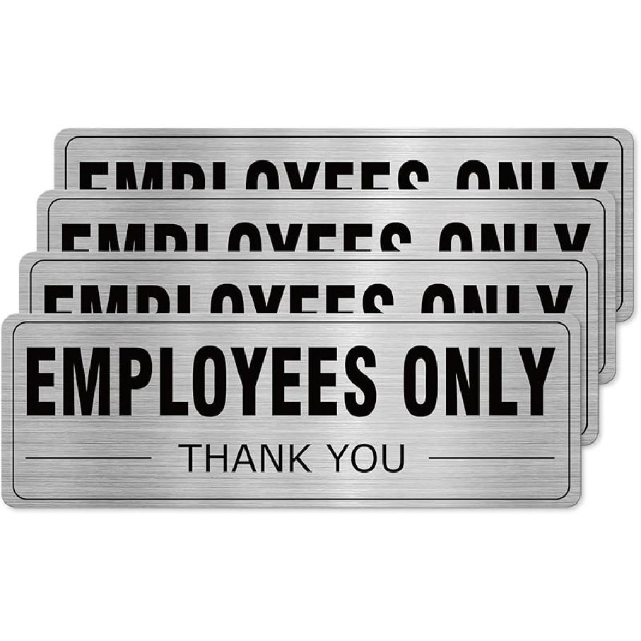 24 Hour Video Surveillance Sign Aluminum Silver 9 x 3 Inches Self-Adhesive Waterproof Metal Door Wall Sign for Business Restaurants 4 Pack