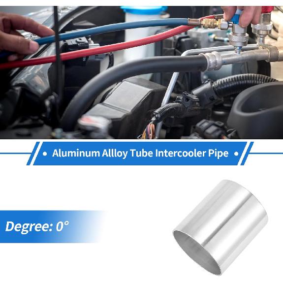 89mm/3.5"OD Straight 6061 Aluminum Alloy Tube Intercooler Surface Polishing Air Intake Connection Hose Double Flat Head 100mm 3.9"(L) 1mm 0.04"(T)