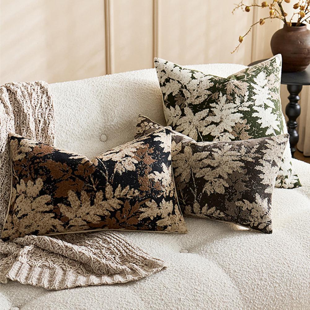 Decorative Throw Pillow Cases Vintage Leaves Cushion Case Retro Farmhouse Pillowcase for Sofa Couch Porch Home Living Room Decor