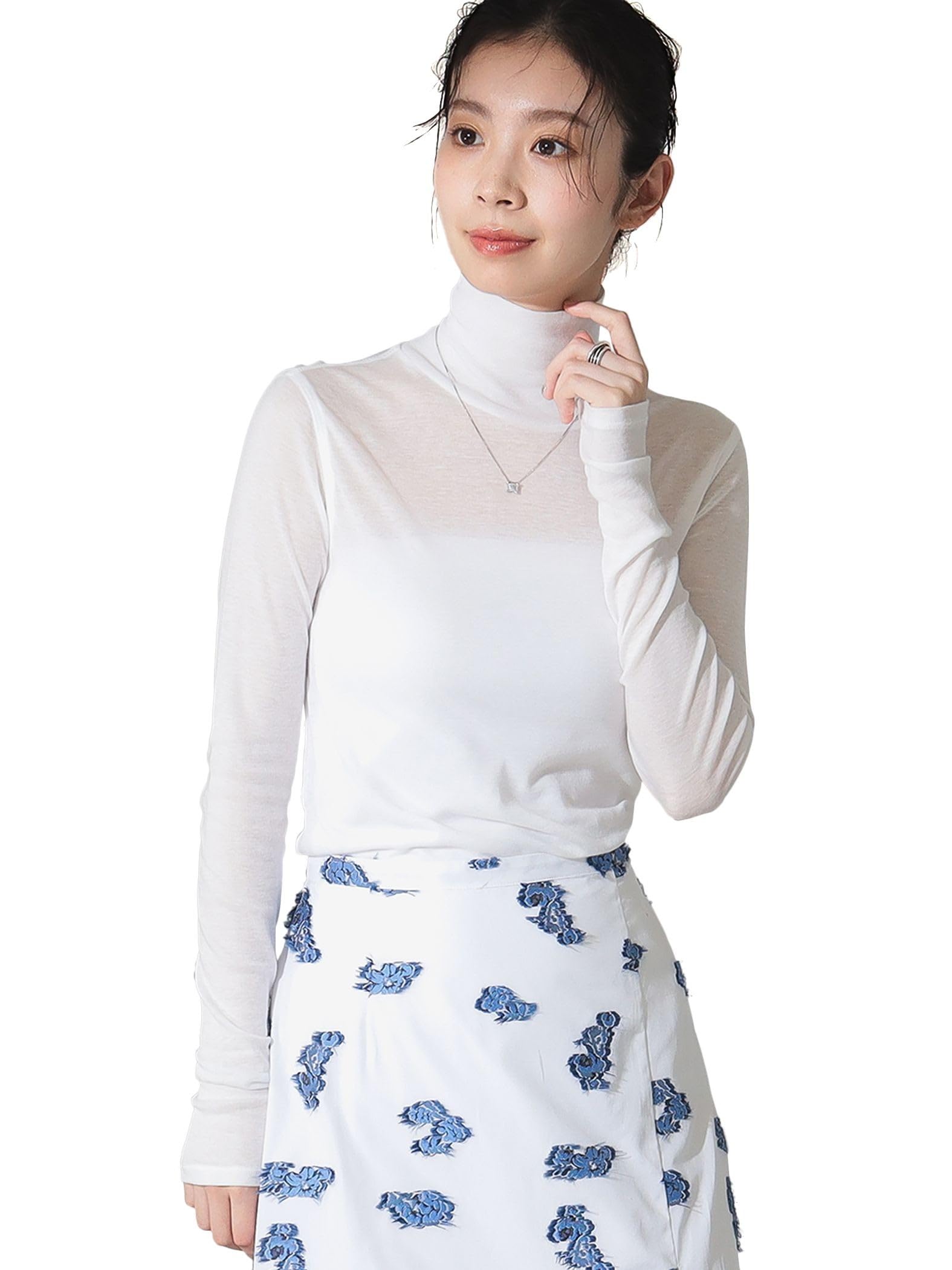 

Beams Long Sleeve French Rib Turtleneck One 64140055126 Demi-Luxe Women s Tee, Pullover, White, Size, белый