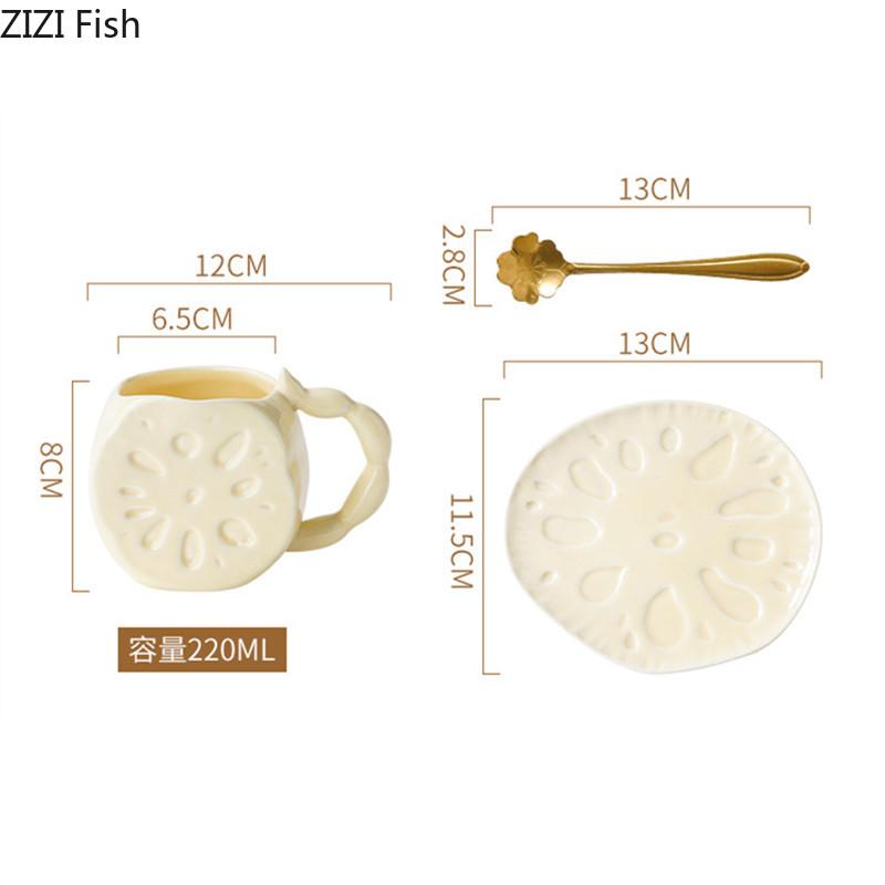 Caneca em Forma de Raiz de Lótus Caneca de Cerâmica Criativa Caneca Moderna para Chá da Tarde Latte Café Copo de Água para Escritório Utensílios para Bebidas Domésticos