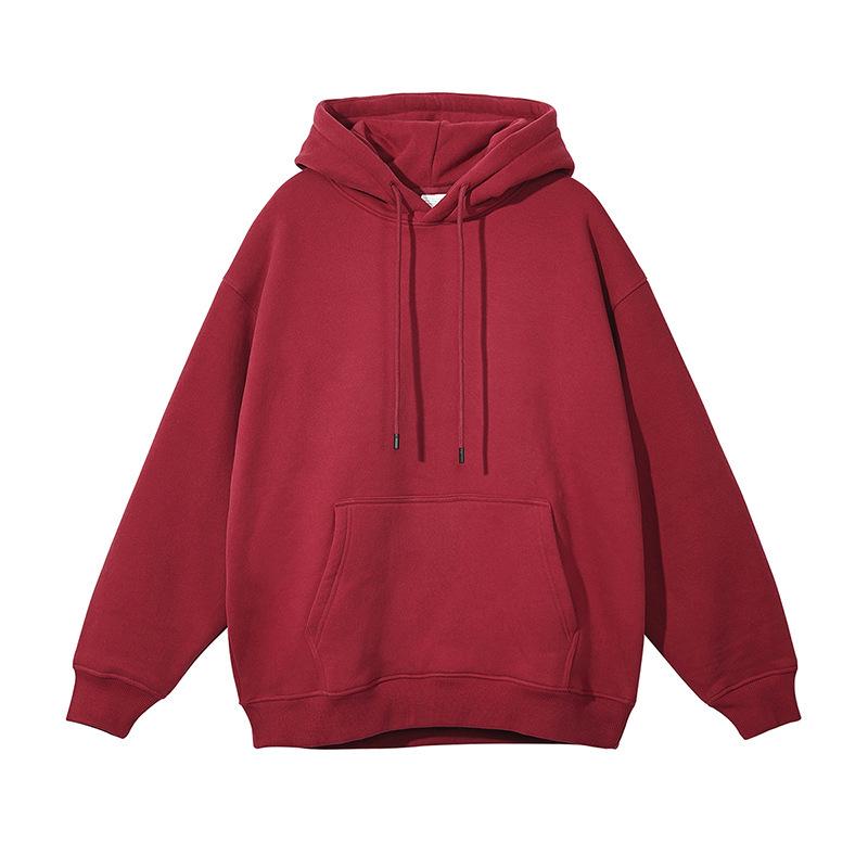 Unisex Heavyweight Hoodie: Solid Color American Street Style for Autumn/Winter