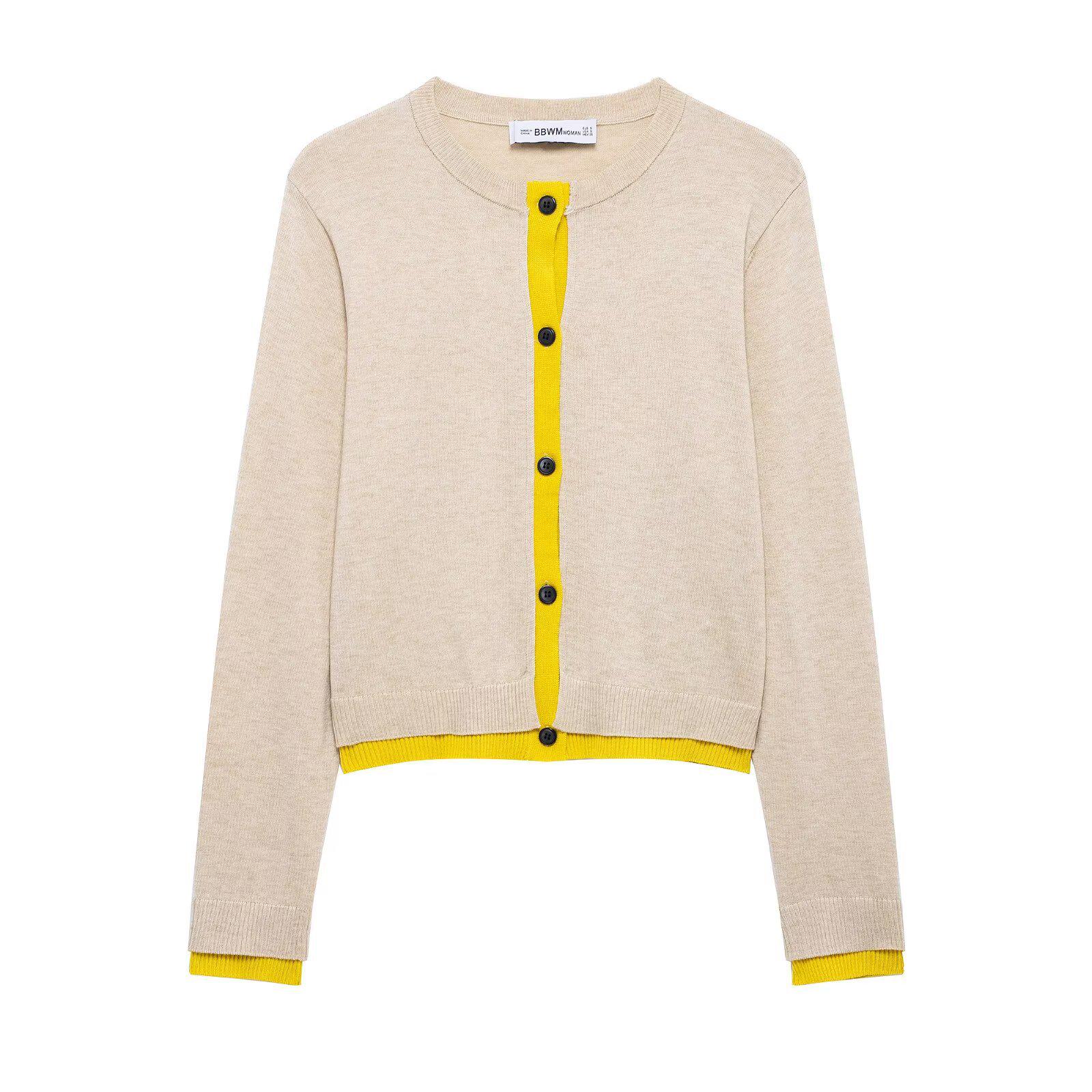 

Женская мода весна 2025: Кардиган в стиле пэчворк, вязаный, в европейском и американском стиле S