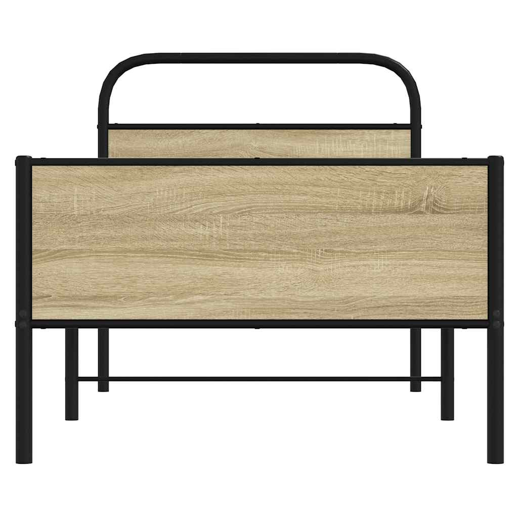 Bed Frame Without Mattress 75 X 190 Cm Sonoma Oak Wood Based Material