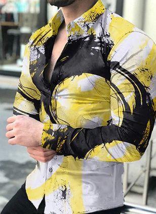 Geometric Line Print Long Sleeve Shirt, Stylish & Versatile