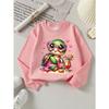 European Sizes Girls' Soft Crewneck Sweatshirt Cute Turtle with Heart Sunglasses and Cocktail, Casual All-Match for Fall Winter, Ideal Present.