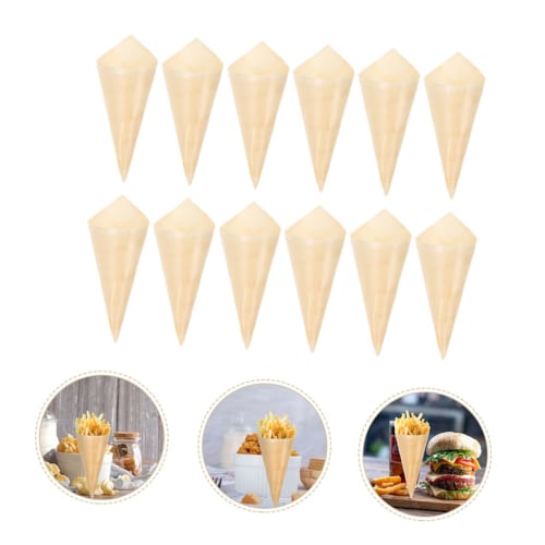 COLLBATH 100 Disposable Wooden Cones for Parties, Stylish Dessert Cups