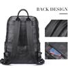 Black Leather Men Backpack Genuine Leather Travel Bag Casual Daypack Fashion Leather School Bags Large Laptop Bag Soft Skin 14"