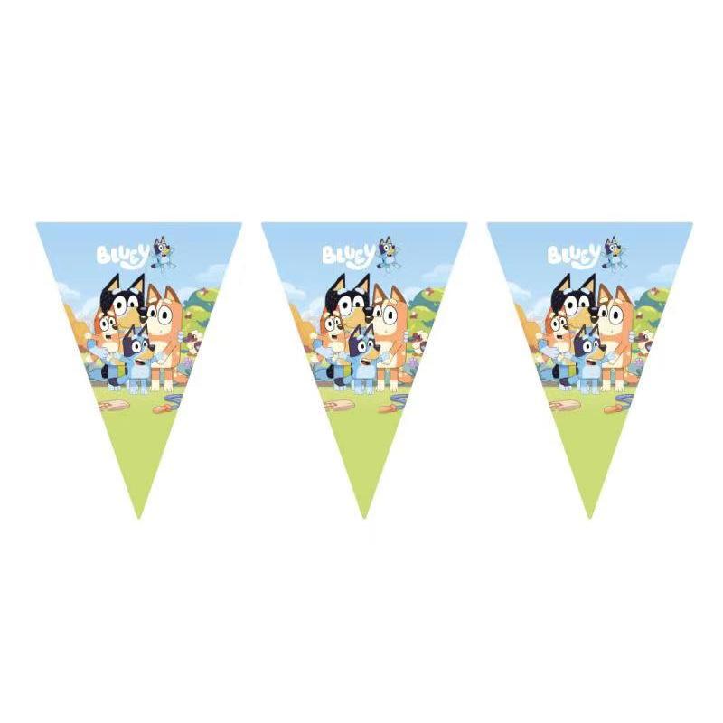 Bluey Birthday Party Supplies Disposable Tableware Set Cups Napkins Plates Hanging Swirls Banner For Boys Kids Party Decoration