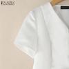ZANZEA Women Casual V-neck Summer Short Sleeve Slim Blouse