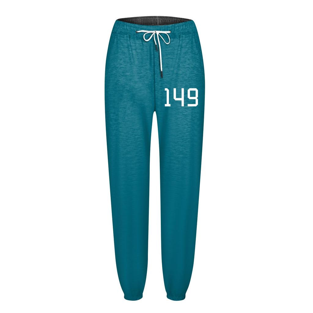 Women's Casual Fashion Printed Casual Pants, Sanitary Pants, Drawstring Elastic Waist Leggings
