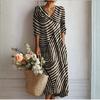 Abito Midi da Donna con Scollo a V, Stampa Floreale Grande, Manica Lunga, Vestibilità Larga, Stile Boemo, Casual, Vestito Estivo da Spiaggia con Tasche