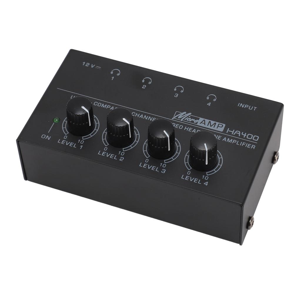 Headphone Amplifier Professional Low Noise Mini High Power 4 Channel Stereo Headphone Amplifier for Studio Stage