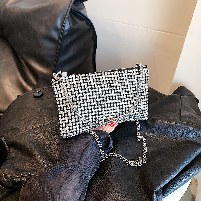 Temperament Rhinestone Bag 2025 New Trendy Full Diamond Bag Mini Shoulder Messenger Bag Hand Bag Women's Lipstick Bag