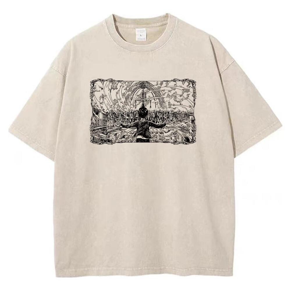 Mens Attack on Titan Anime TShirt Oversized Cotton Tee Streetwear Hip Hop