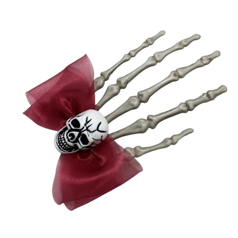 Хэллоуин Скелетные Руки Костяные Заколки Готические Когти Дьявола Аллигаторы Заколки для Женщин Девушек Аксессуары для Волос Подарок кларет