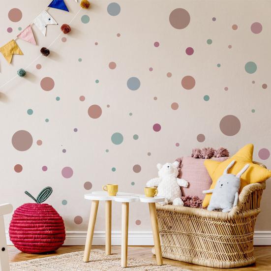 3 Pcs Bohemian Painted Dots Wall Stickers, Artistic Kids Room Decor with Self-Adhesive Removable PVC, Waterproof Peel and Stick Art