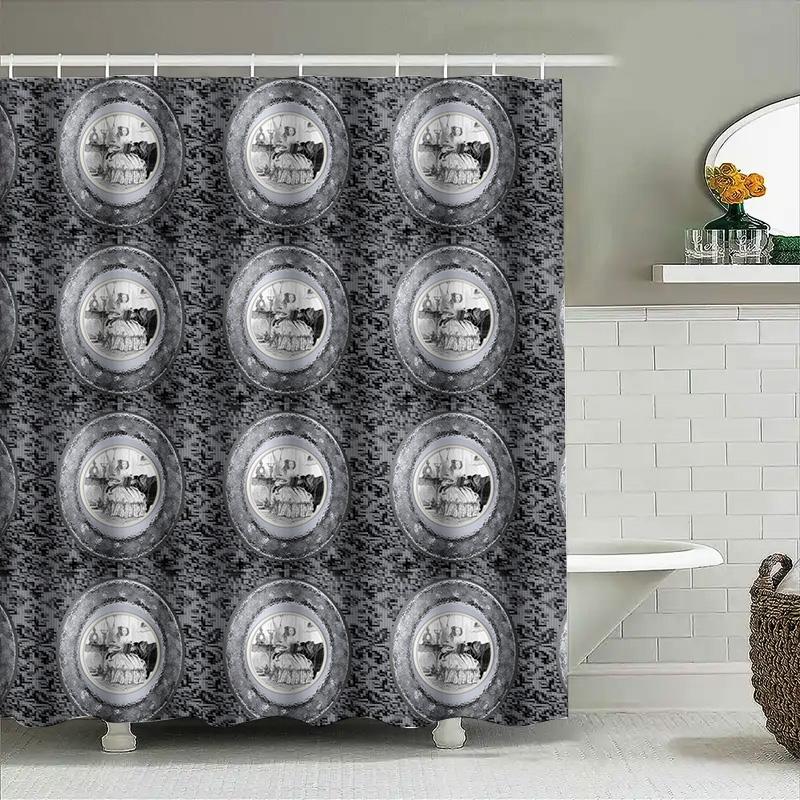 Vintage Black Lace Shower Curtain With Classic Silver Floral Print Water Resistant Home Decor For Bathroom Accessories In Grey W