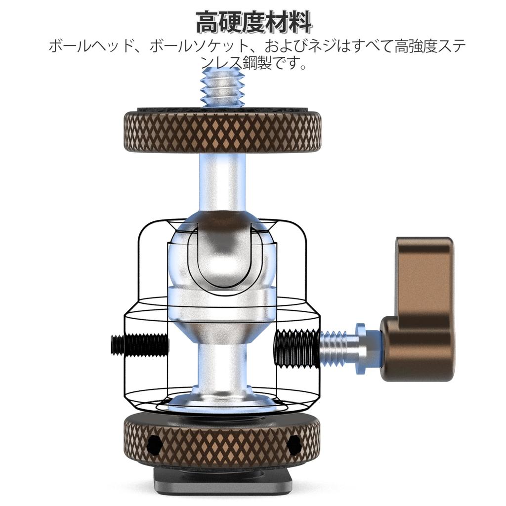 MINIFOCUS Mini Ball Metal Tripod Ball Head with Cold Shoe Rotating Ball Head for and Max Load 11 Lbs 5 Head, 1/4-Inch Adapter, 360-Degree Cameras,