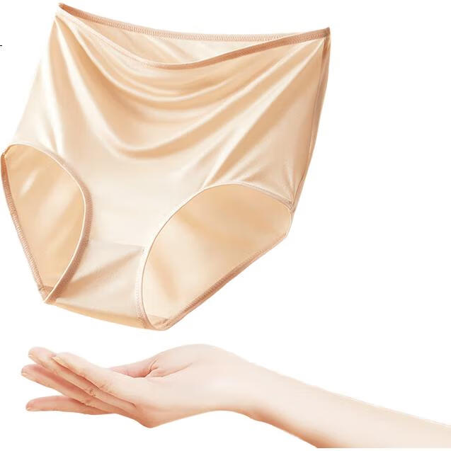 Tiancan 100% Mulberry Silk Women's High-Waisted Tummy Control Seamless Breathable Summer Thin Triangle Briefs Shorts Underwear