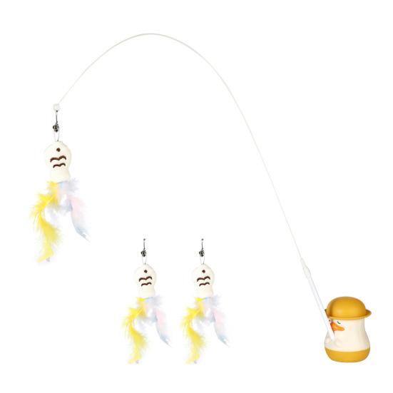 

Интерактивная дразнилка для кошек, игрушка для кошек с перьевой рыбкой, сменные дразнилки, вращающееся на 360 градусов основание в виде утки, съемная дразнилка для маленьких B