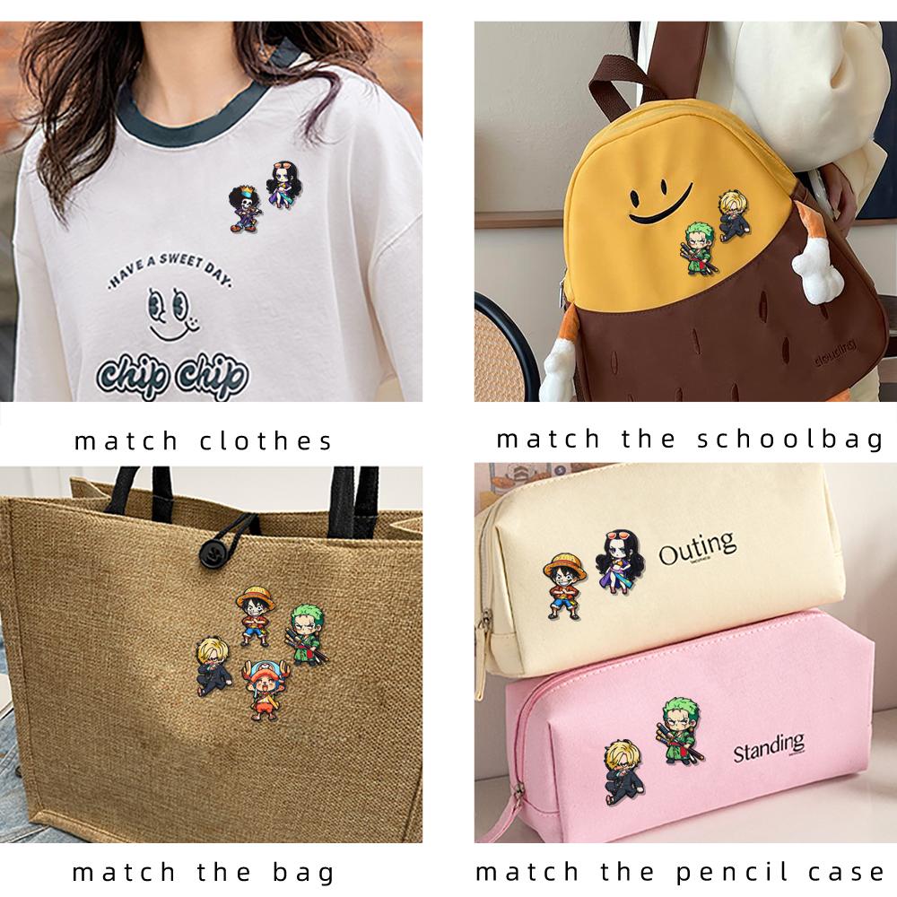 6PCS Cartoon Luffy Zoro Chopper One Piece Metal Brooch Backpack Decor Pin Clothing Hat Jewelry Gift