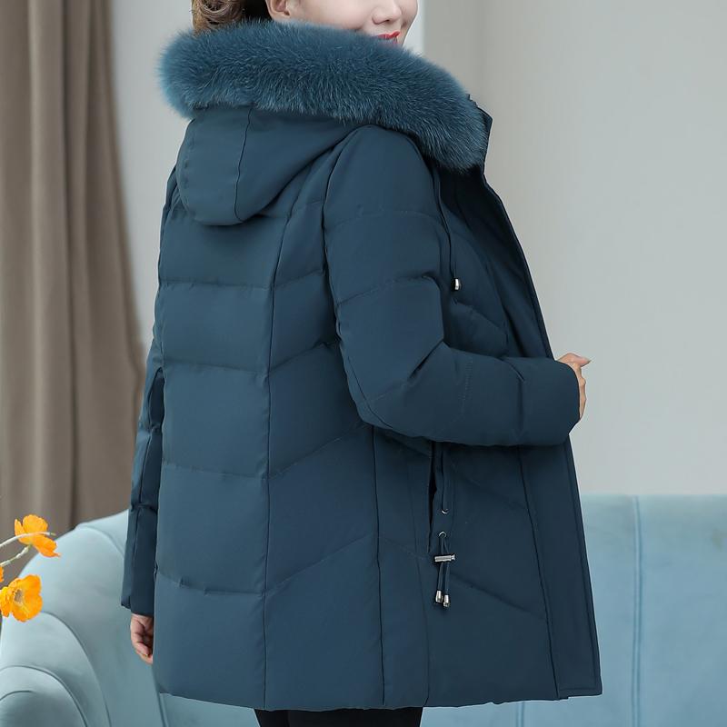 Real Fur Collar Middle Age Women's Down Coats Winter Vintage Parkas Plus Size Elegant Thick Warm Down Jackets Woman Outerwears