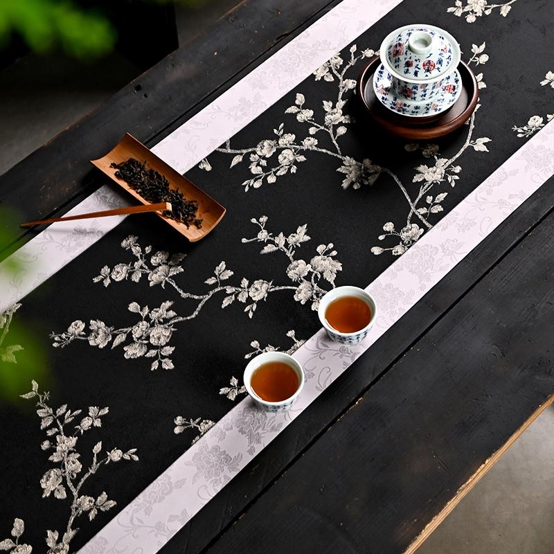 Tea Mat Waterproof and Non-slip Tea Mat Light Luxury High-end Handmade Zen Table Flag New Chinese Table Fabric Tea Flag