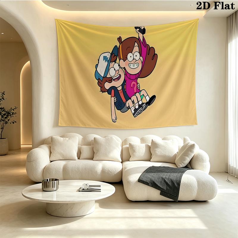 Gravity Falls Wall tapestry, aesthetic printed fabric blanket, suitable for bedroom, living room, and home decor.