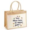 Jute Tote Bag with Pocket Marie-Laure She's Awesome! | Reusable Shopping and Grocery Bag Mother's Day Birthday Gift