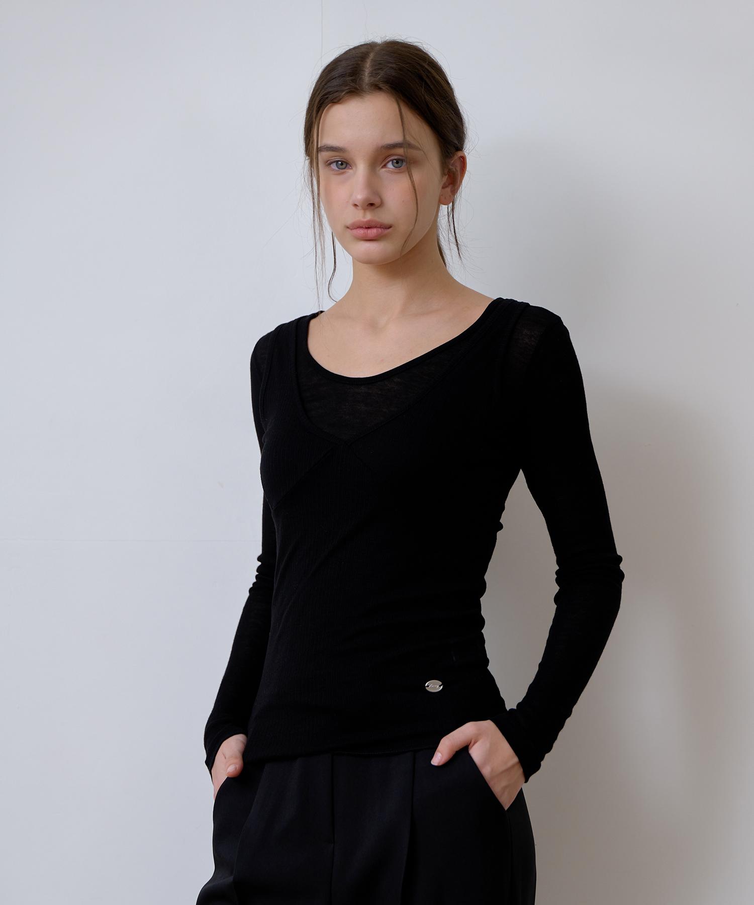 Laminez Two-Way Layered T-Shirt - Black Free