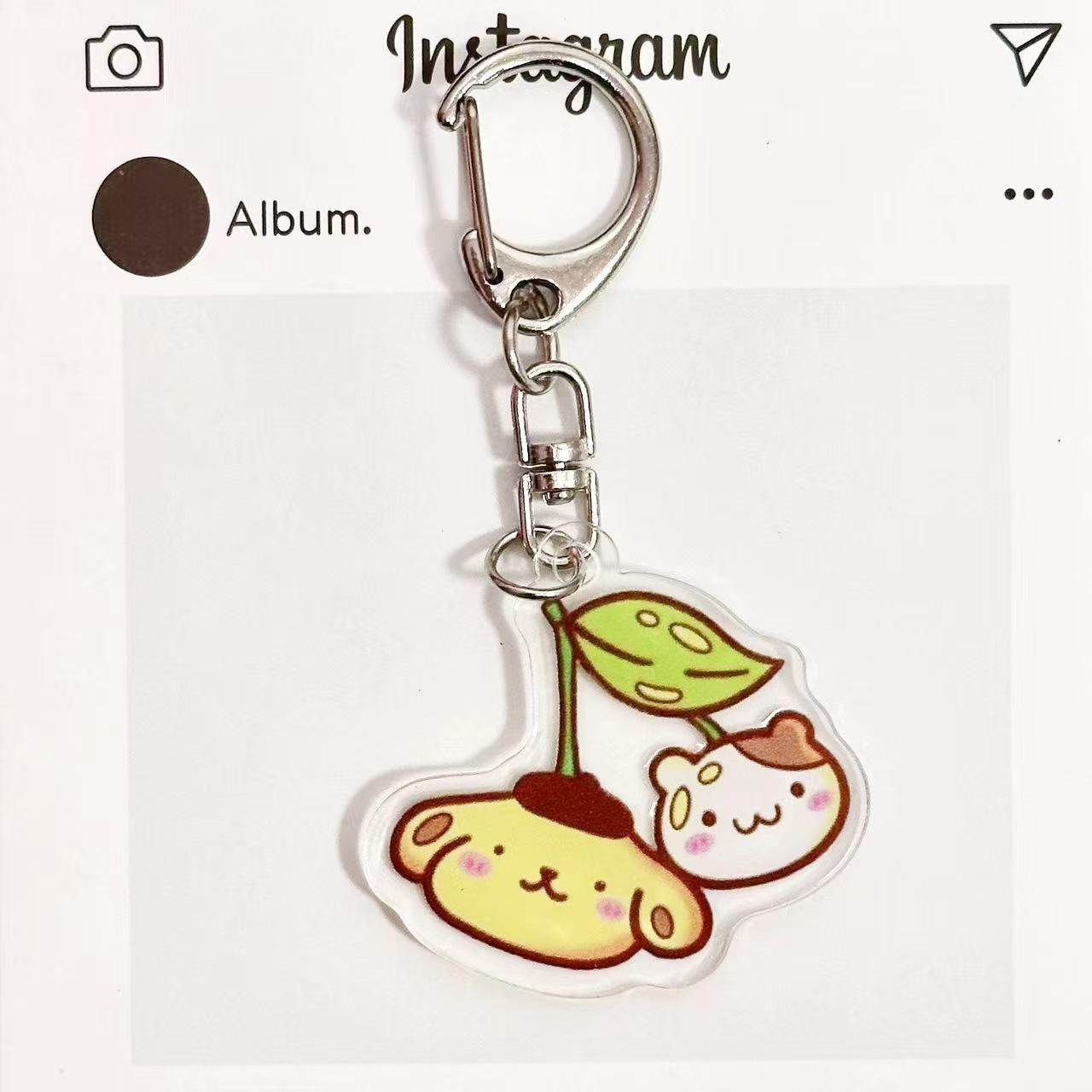 Sanrio Cherry Keychain: Cute Couple Style Acrylic Backpack Pendant Accessory