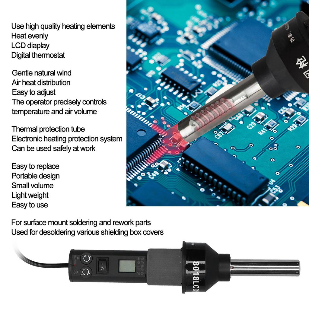 Hot Air Gun Portable 8018LCD 450W Soldering Welding Rework Station Adjustable Temperature Controlled Heat Guns for Welding