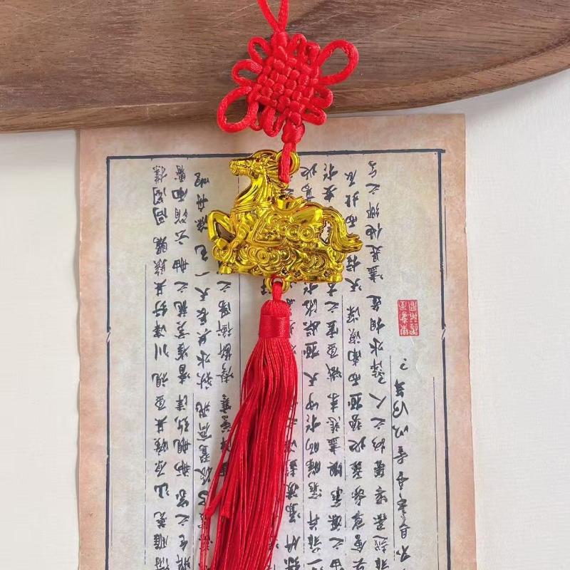 

Китайский Зодиак Лошадь Счастливые Кисточки Подвеска Автомобильный Подвесной Орнамент Праздник Весны Домашние Украшения Аксессуары Годовые Подарки