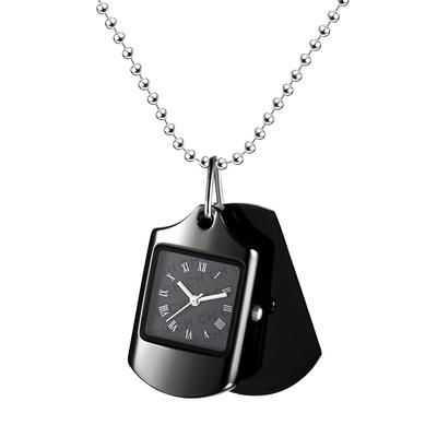 Pocket Watch Necklace Watch Dog Tag Necklace with Roman Analog Display and Pendant Sweater Necklace Fashion Accessory Perfect Gift for and Christmas