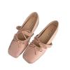 Fairy Style Bow Square Head Mary Jane Single Shoes Women's 2025 New Shallow Mouth Inner Flat Bottom Temperament Single Shoes