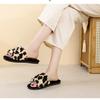 Fairy Style Leopard Print Fluffy Slippers for Women's Outdoor Wear In Winter, New Plush Air Conditioning Room, Lazy One Line Cotton Mop