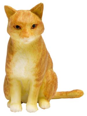 PLATZ 112 Japanese Cat Brown and White Tabby (Sitting) Pre-painted Animal Figure WNK-6