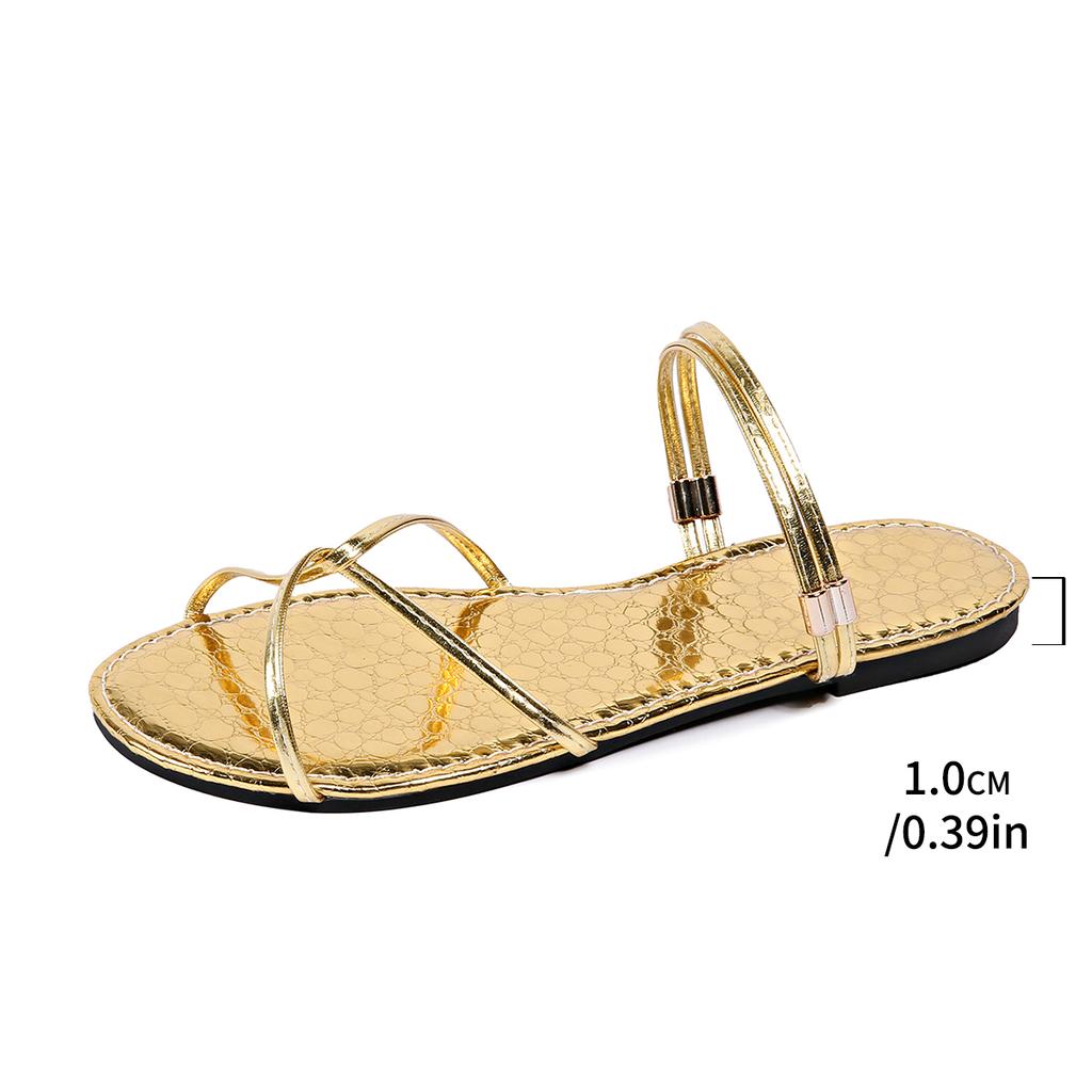 Solid Color Casual Slippers Summer Comfortable Gold Women's Shoes Beach Home Flat Simple Women's Sandal Two Ways To Wear