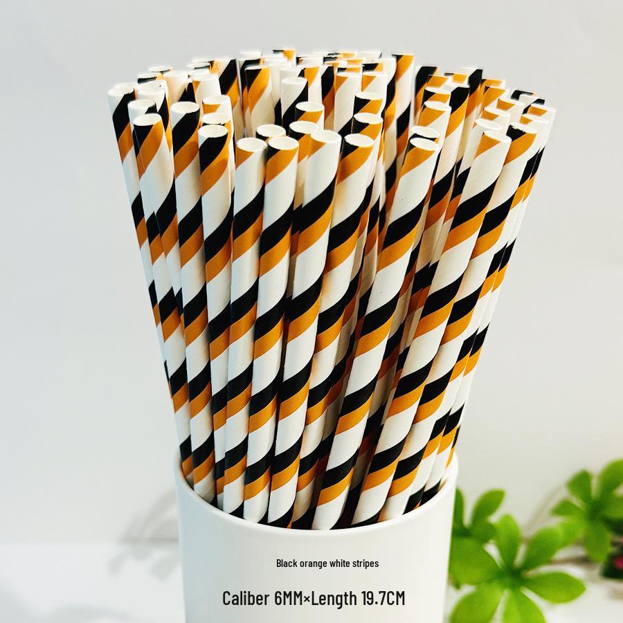 Biodegradable Halloween Paper Straws with Skull and Pumpkin Design