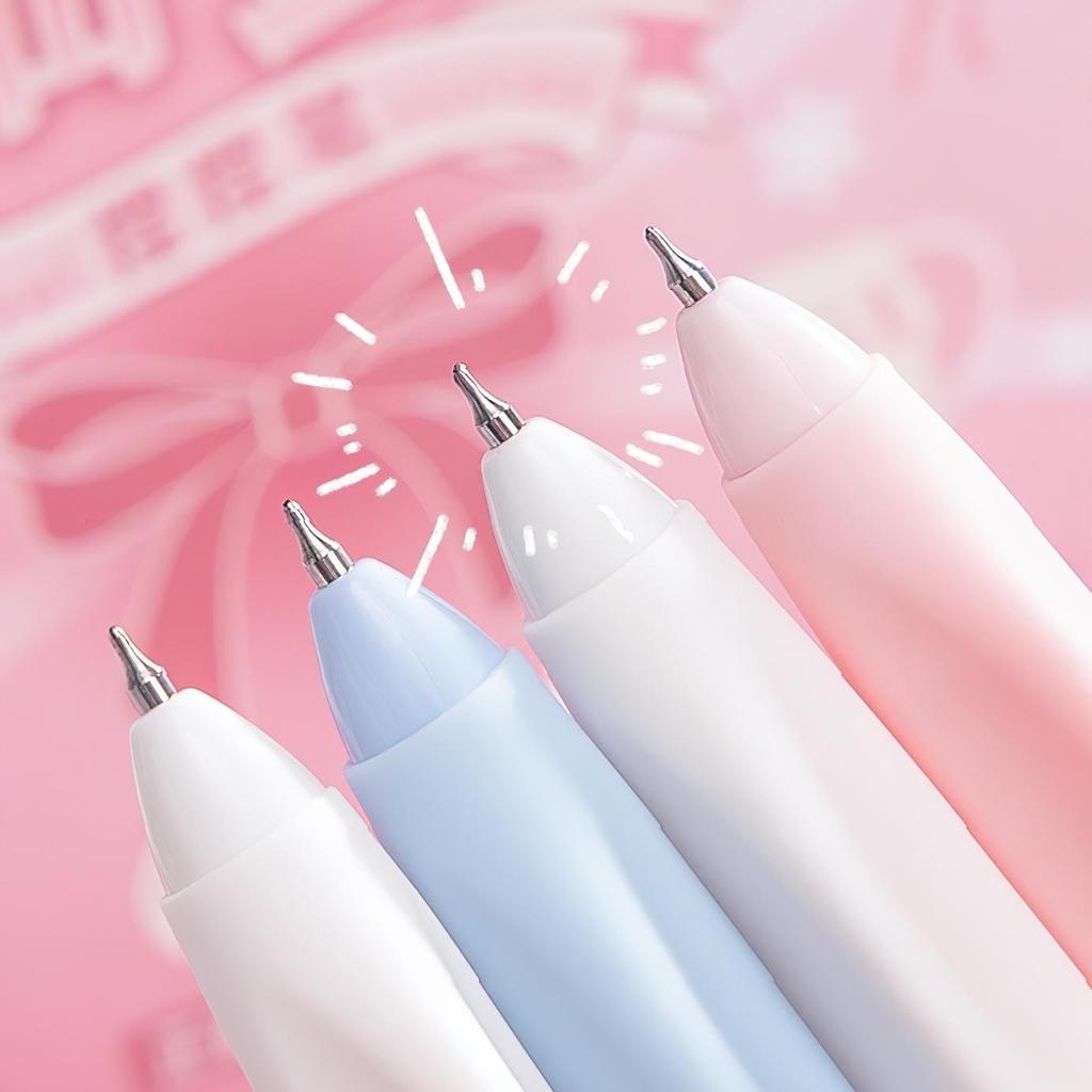 4pcs Lovely Flower Gel Pens Set, Pinch Grip Camellia Floral Pink Bowknot Star Dream Clip 0.5mm Black Color Ink for Writing