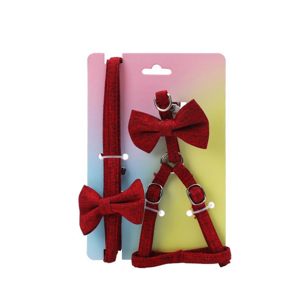 Dog Harness Leash Collar Set Combo Escape Proof Easy Control Accessory Bow Design Dog Collar Leash Outdoor Walking Pets Supplies