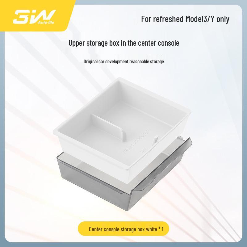 3W Silicone Pad for Tesla Model 3/Y Center Console Armrest, Dual Layer Storage Box