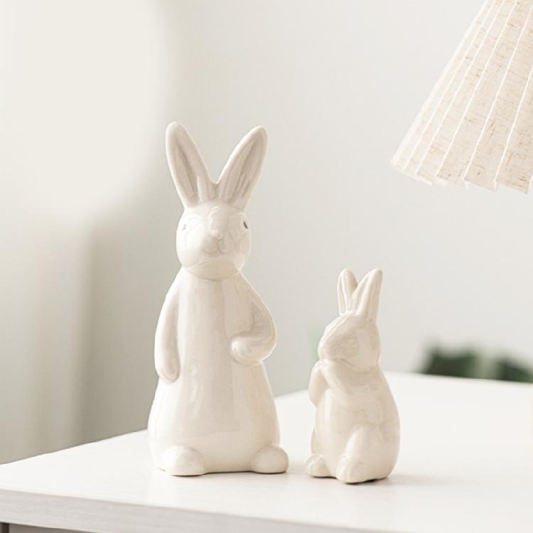 Kleine Hasenstatue Keramik Hasenfigur Liebenswertes Geschenk für Tierliebhaber
