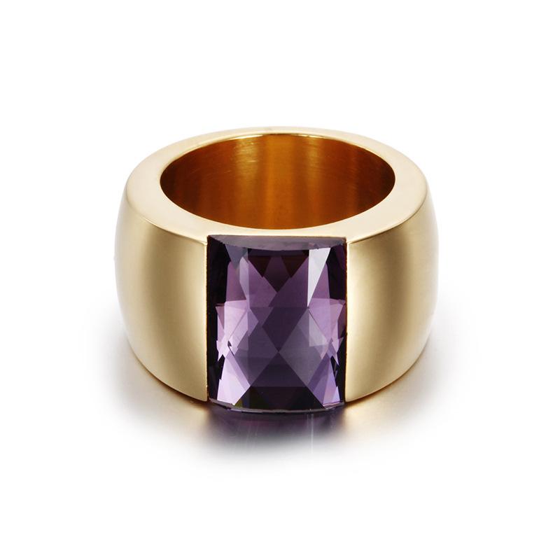 2026 Jewelry, Multi-color Personalized Ring, Simple Fashion Atmosphere Women's Glass Gold Ring