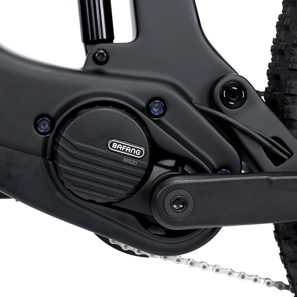 EM19 Bicicletă Electrică de Munte de Înaltă Performanță cu Cadru din Fibră de Carbon, Motor Mediu, Schimbător de Viteze cu 12 Trepte, Frâne Hidraulice pe Disc și Autonomie Mare a Bateriei